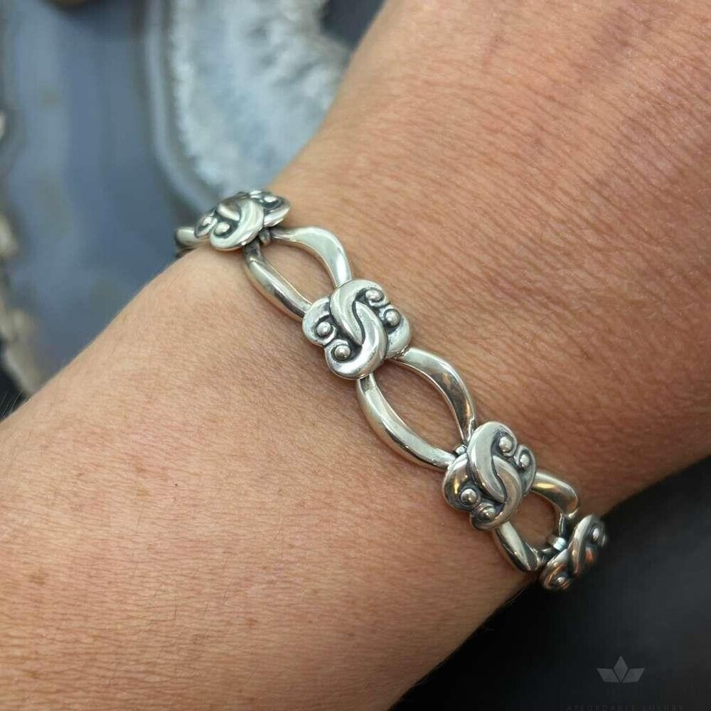 Carolyn Pollack Sterling Silver Fold Over Clasp Link Bracelet For Women